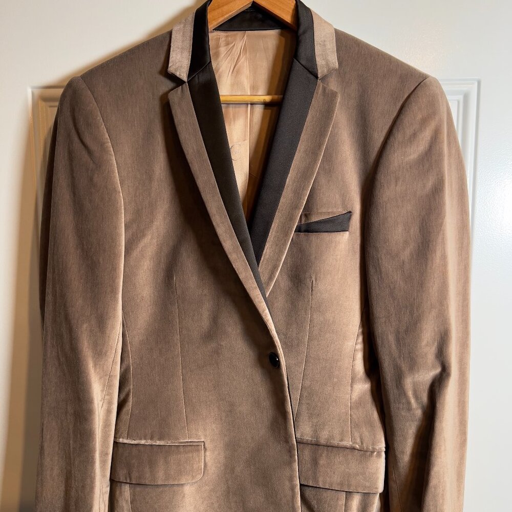 Roberto Cavalli Taupe Velvet Dinner Jacket Men's 38R